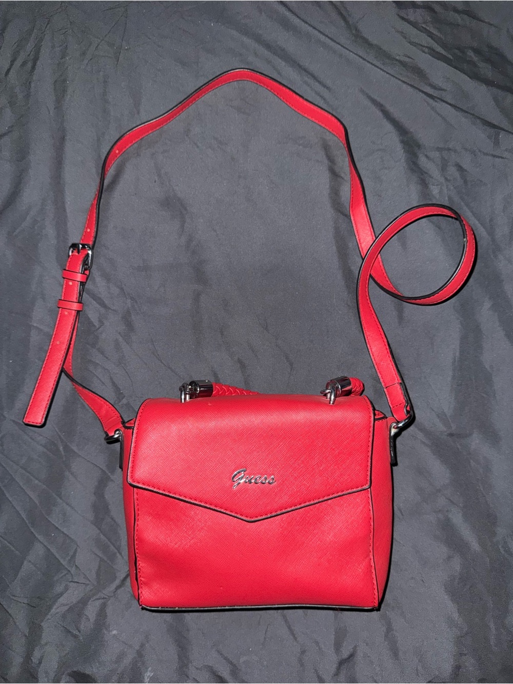 GUESS Red Crossbody Shoulder Bag with Flap